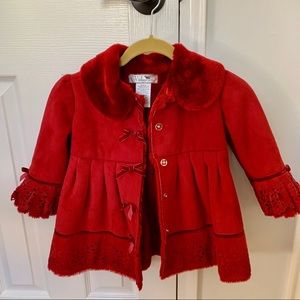 Widgeon Red Faux Shearling Coat. size 3T.
